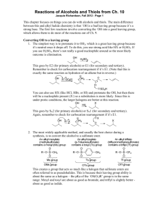 Reactions of Alcohols and Thiols from Ch. 10