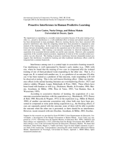 Proactive Interference in Human Predictive Learning