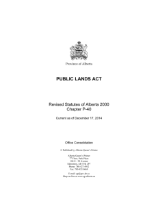 public lands act - Alberta Queen's Printer