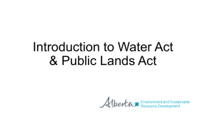 Introduction to Water Act & Public Lands Act