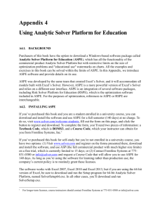 Appendix 4 Using Analytic Solver Platform for Education