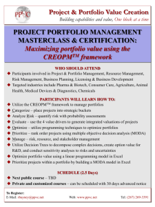 Project & Portfolio Value Creation PROJECT PORTFOLIO