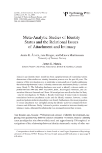 Meta-Analytic Studies of Identity Status and the Relational Issues of