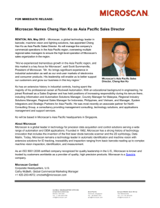 Microscan Names Cheng Han Ko as Asia Pacific Sales Director