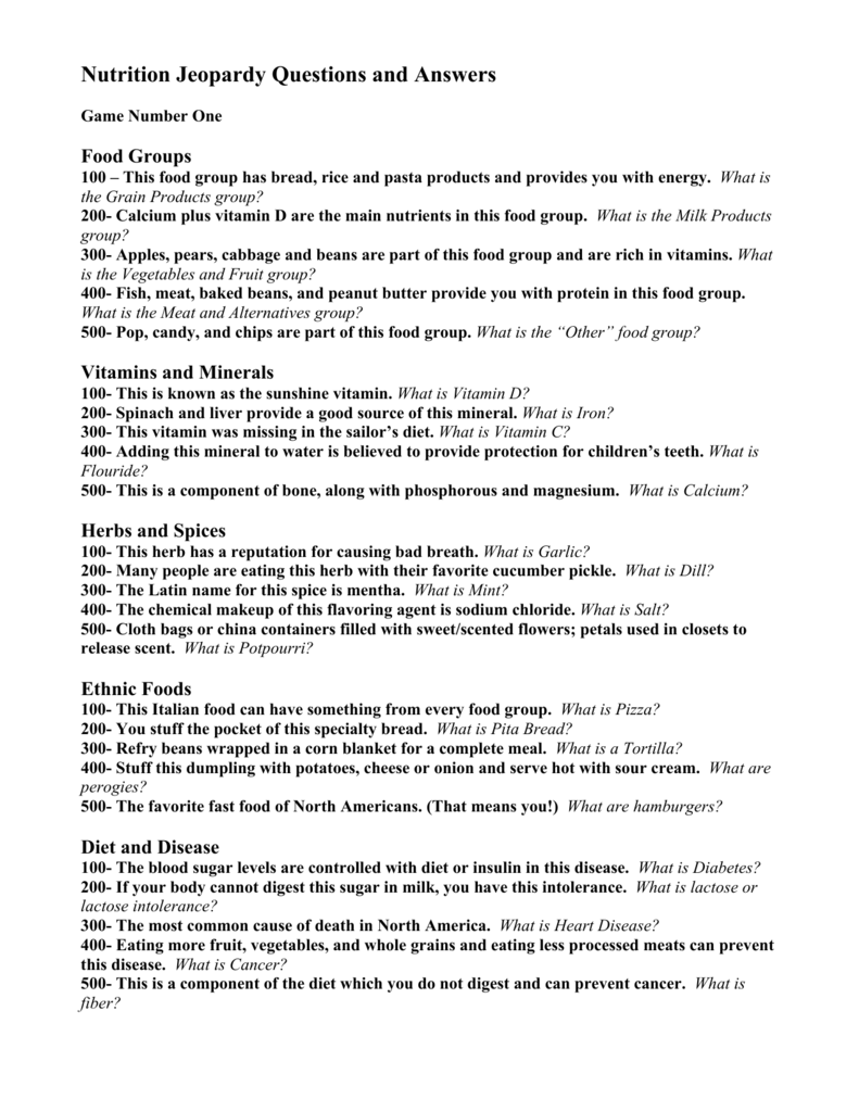 Nutrition Jeopardy Questions Besto Blog