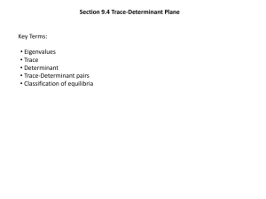 Section 9.4 Trace-Determinant Plane Key Terms: • Eigenvalues