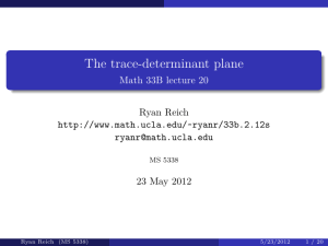 The trace-determinant plane - Math 33B lecture 20