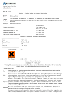 Material Safety Data Sheet Lithium chloride MSDS# 12885 Section