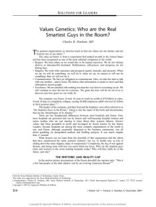 Values Genetics: Who are the Real Smartest Guys in the Room?