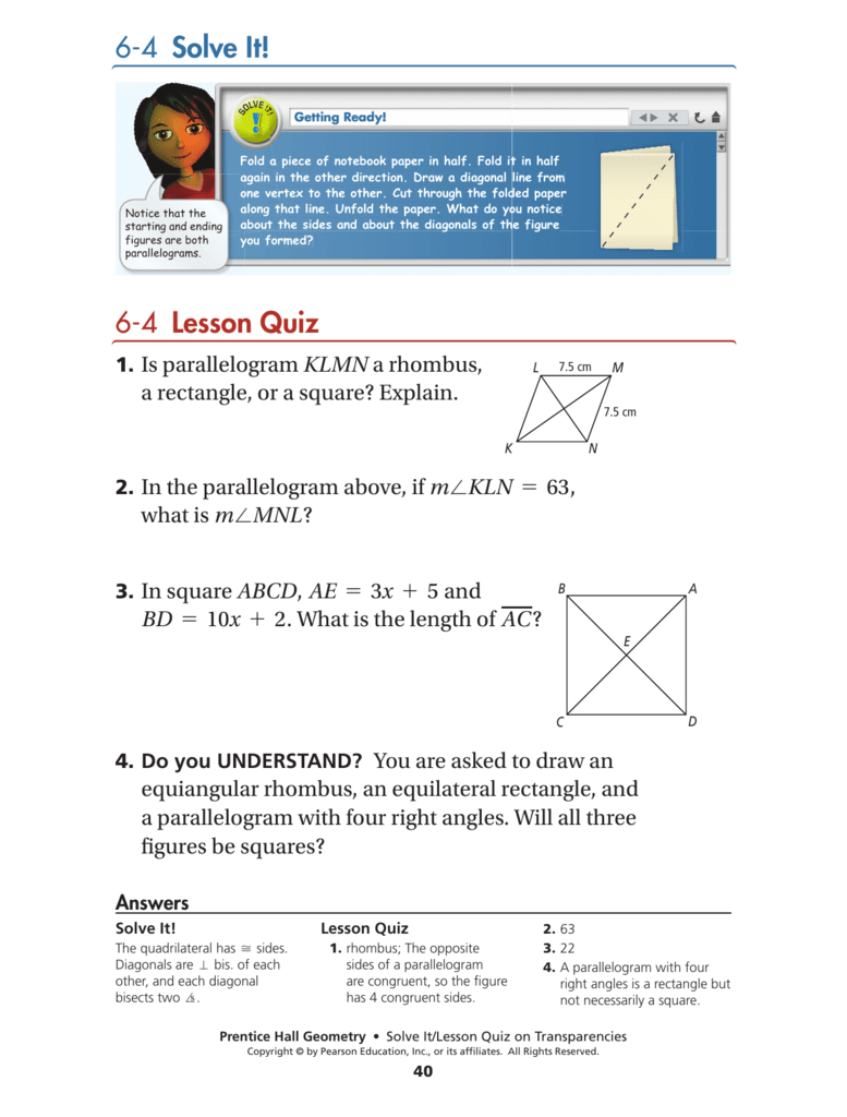 6 4 Lesson Quiz 6 4 Solve It