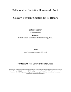 Collaborative Statistics Homework Book: Custom Version modified