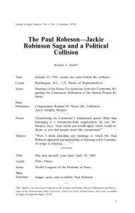 The Paul Robeson - Jackie Robinson Saga and a Political Collision