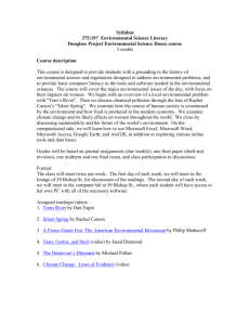 Syllabus 375:197 Environmental Science Literacy Douglass Project