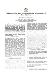 The Impacts of Marketing Mix on the Consumer Experience in Fast