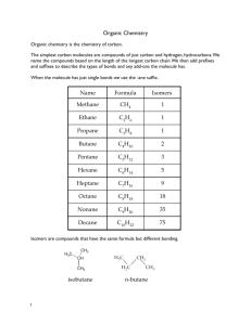 Organic Chemistry Name Formula Isomers Methane