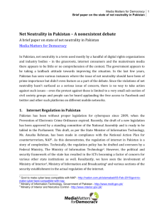 Net Neutrality in Pakistan – A nonexistent debate