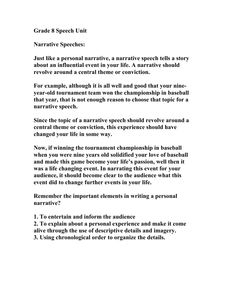 how to make a personal narrative speech
