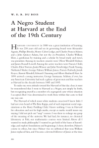 w. e. b. du bois A Negro Student at Harvard at the End of the 19th