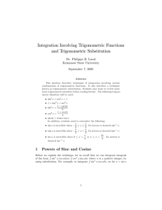 Integration Involving Trigonometric Functions and Trigonometric