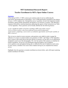 MIT Institutional Research Report: Teacher