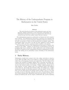 The History of the Undergraduate Program in Mathematics in the