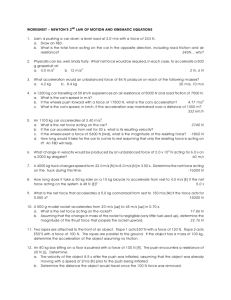 WORKSHEET_Newton's 2nd Law and kinematics - Gregorio-HPSS