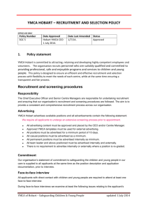 YMCA HOBART – RECRUITMENT AND SELECTION POLICY