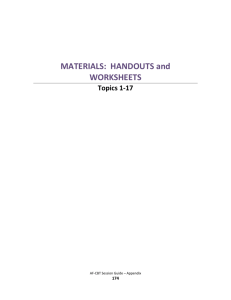 MATERIALS: HANDOUTS and WORKSHEETS