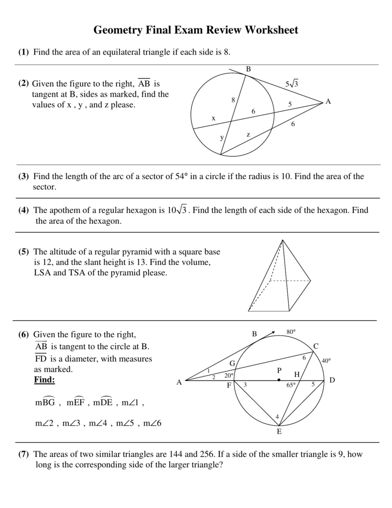 Geometry Circle Review Worksheet Escolagersonalvesgui