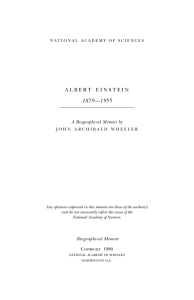 Albert Einstein - a biographical memoir