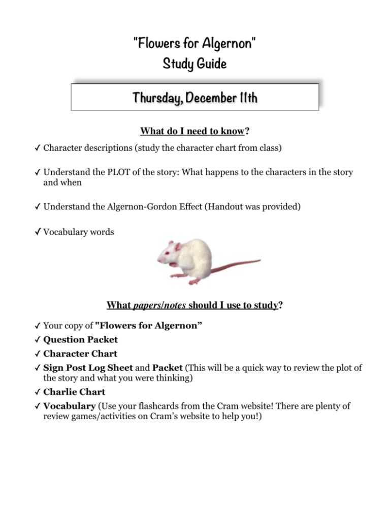 Flowers For Algernon Study Guide Flowers For Algernon Study Guide
