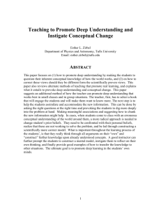 Teaching to Promote Deep Understanding and Instigate Conceptual
