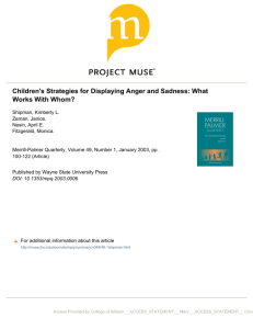 Children's Strategies for Displaying Anger and Sadness
