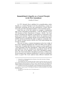 Kenneth Karst's Equality as a Central Principle in the First Amendment