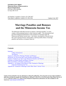 Marriage Penalties and Bonuses and the Minnesota Income Tax