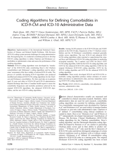 Coding Algorithms for Defining Comorbidities in ICD-9