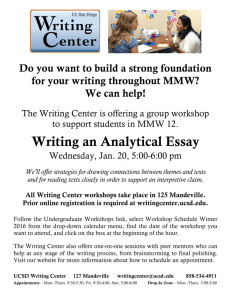 Writing Center Workshop: January 20, 2016