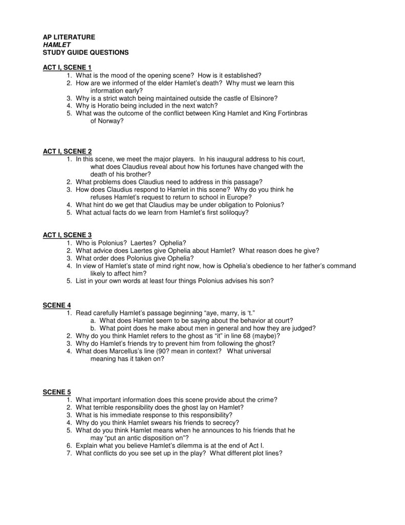 Hamlet ACT I - V Study Guide