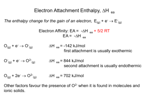 Electron Attachment Enthalpy, ∆H