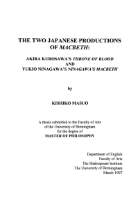 The two Japanese productions of Macbeth: Akira Kurosawa's