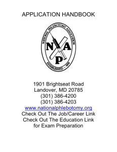 application handbook - National Phlebotomy Association