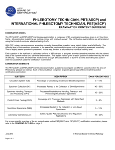 PHLEBOTOMY TECHNICIAN, PBT(ASCP) and INTERNATIONAL