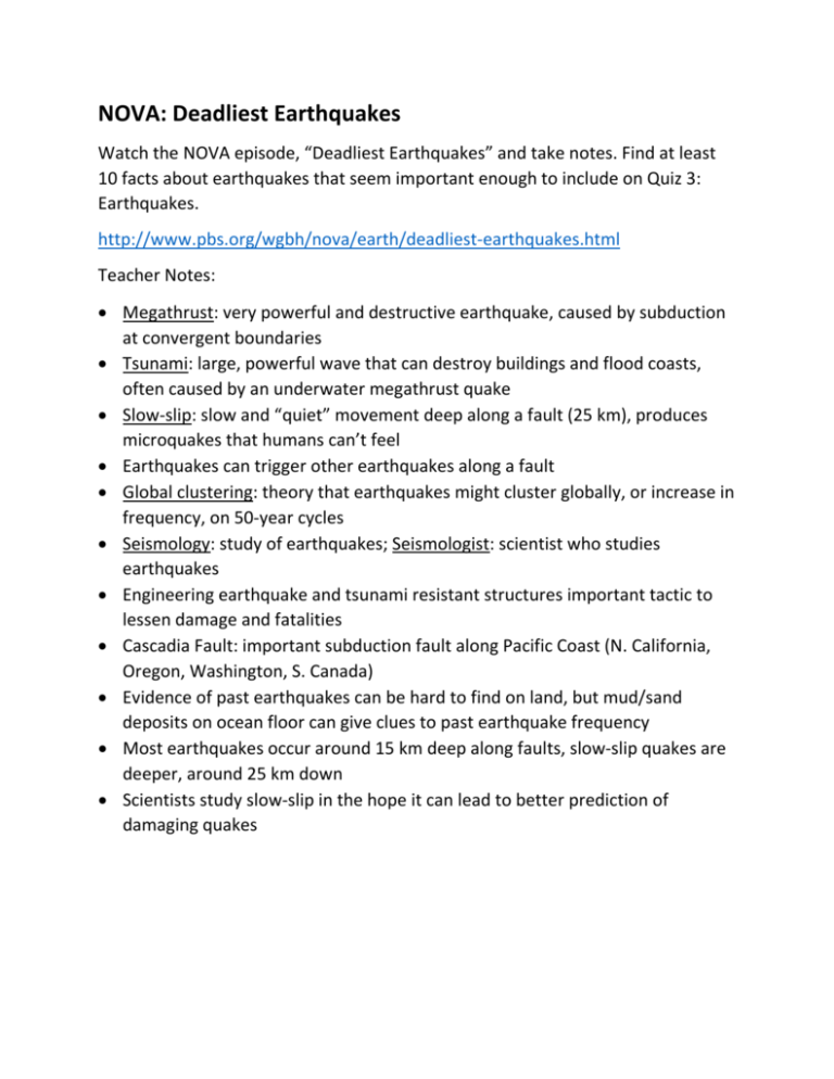 NOVA Deadliest Earthquakes