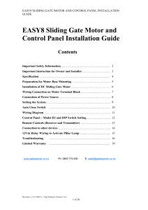 EASY8 Sliding Gate Motor and Control Panel Installation Guide
