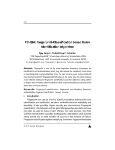 FC-QIA: Fingerprint-Classification based Quick Identification Algorithm