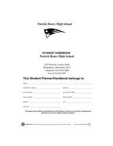 Student Planner - Patrick Henry High School