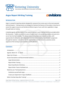 Argos Report Writing Training