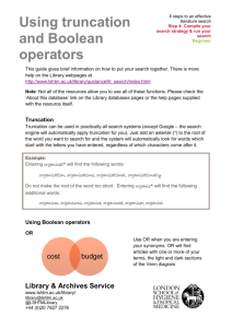 Using truncation and Boolean operators