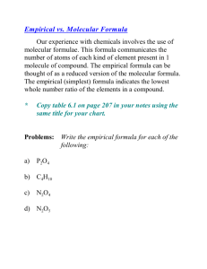 Empirical vs. Molecular Formula - St. Mary CSS Chemistry11U 2010