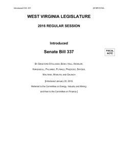WEST VIRGINIA LEGISLATURE Senate Bill 337